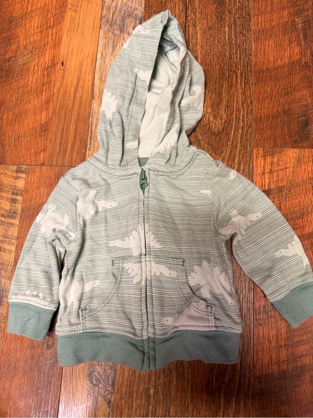 Carter's Light Sage Green Hooded Zip-Up Pea Coat